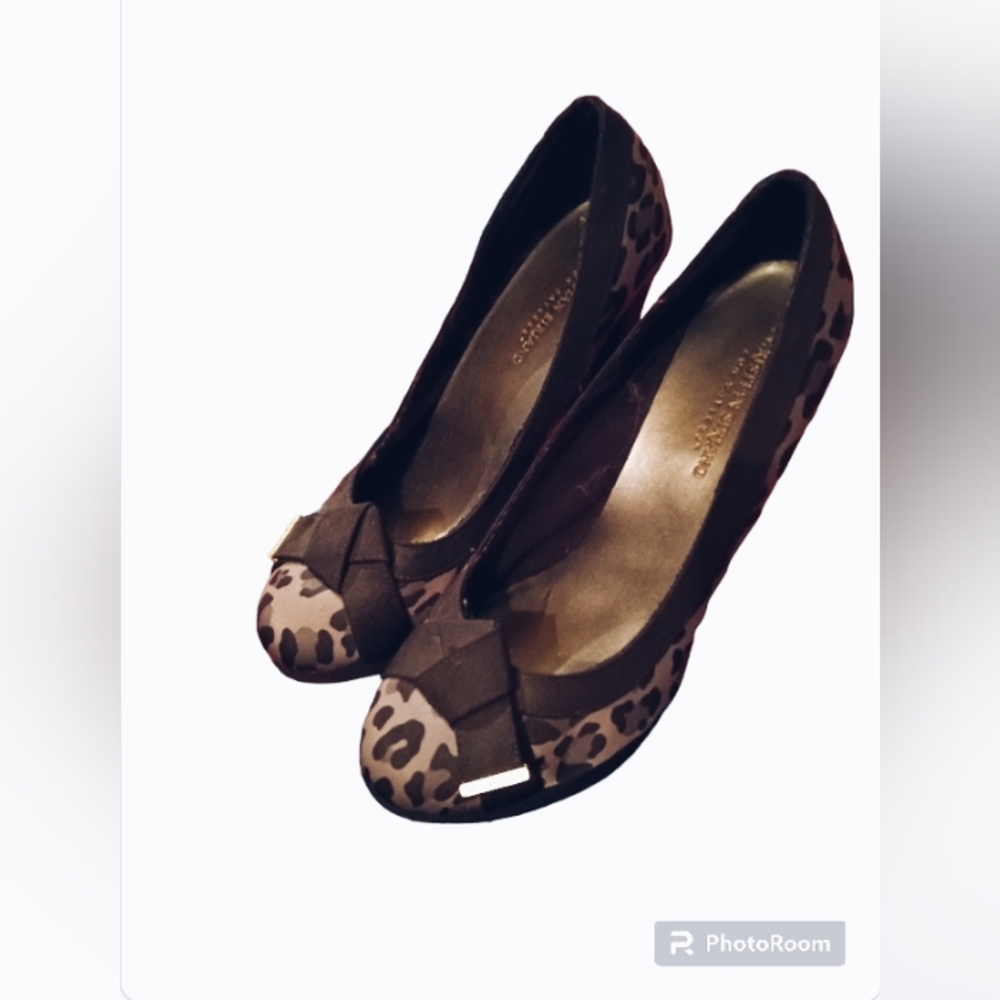 High Heels Cheetah Print w/bows Black & Grey - Picture 1 of 3